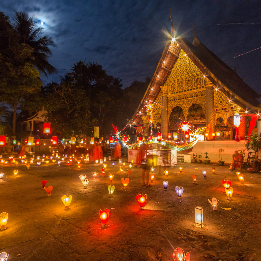 Buddhist lent day in the Luang Prabang, Laos, big festival of Laos_466650986