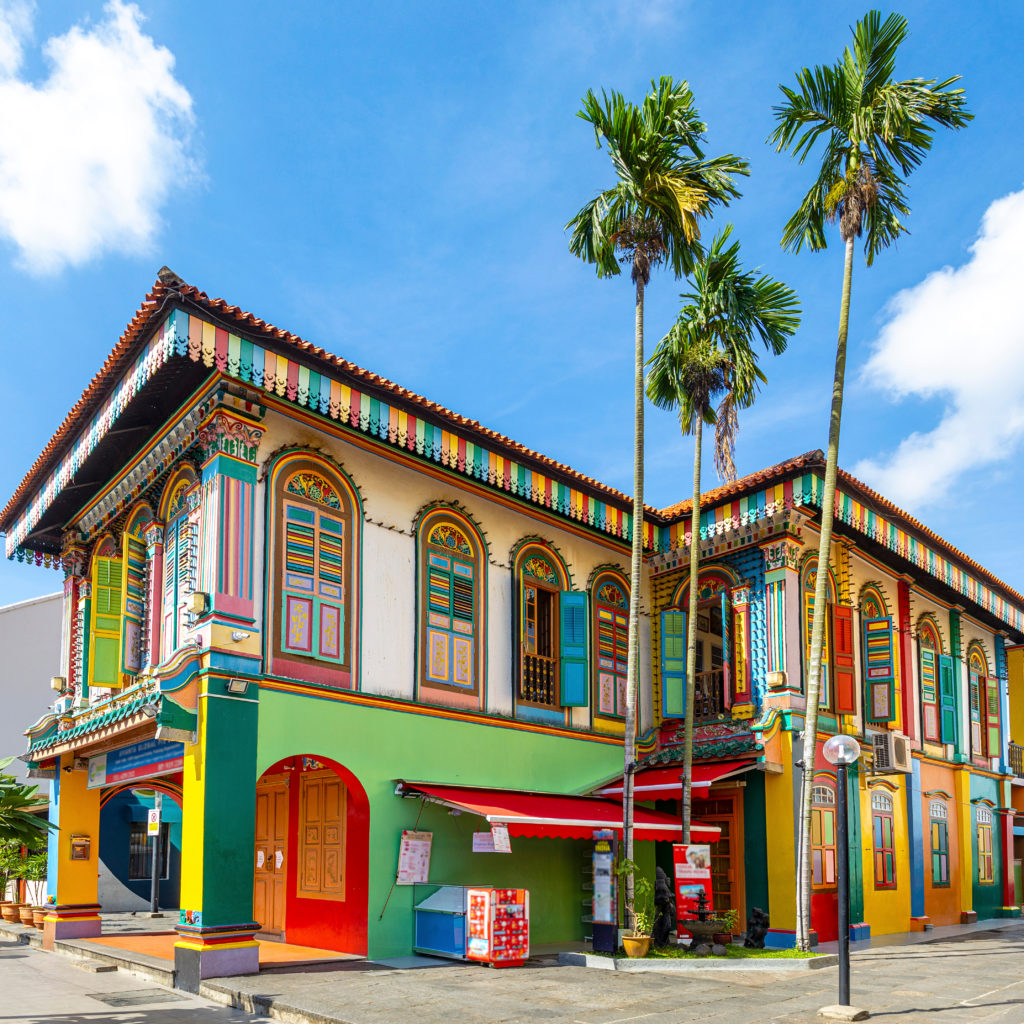 Colorful,Facade,Of,Building,In,Little,India,,Singapore.